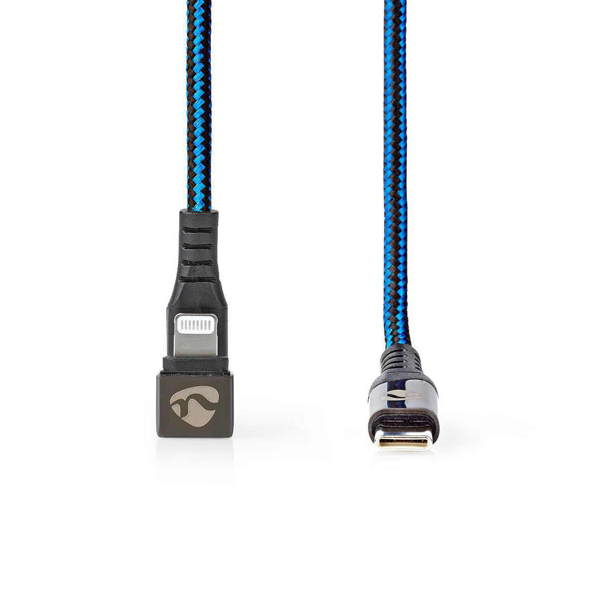 NEDIS Synchronizační a Nabíjecí Kabel |USB-C™ Zástrčka na Apple Lightning 8kolíková Zástrčka | Herní Konektor 180 | 1 m | Kulatý | Opletený | Černo-modrý