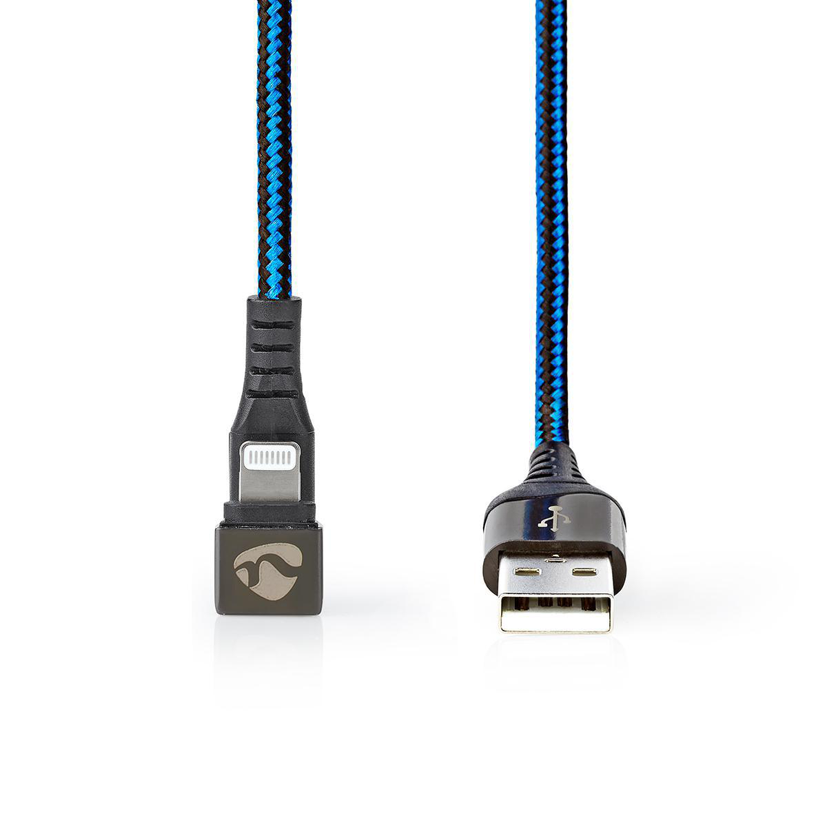 NEDIS Synchronizační a Nabíjecí Kabel |USB-A Zástrčka na Apple Lightning 8kolíková Zástrčka | Herní Konektor 180 | 1 m | Kulatý | Opletený | Černo-modrý