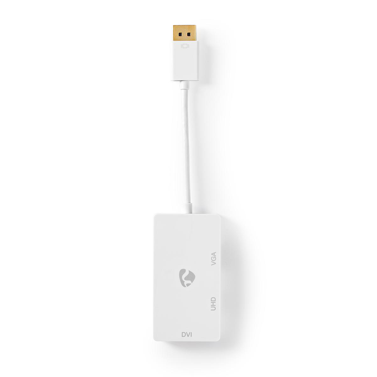 NEDIS DisplayPort Víceportový Kabel s Adaptérem | DisplayPort Zástrčka - VGA Zásuvka + DVI-D 24+1kolíková Zásuvka + HDMI™ 2.0 Výstup | 0,2 m | Bílý