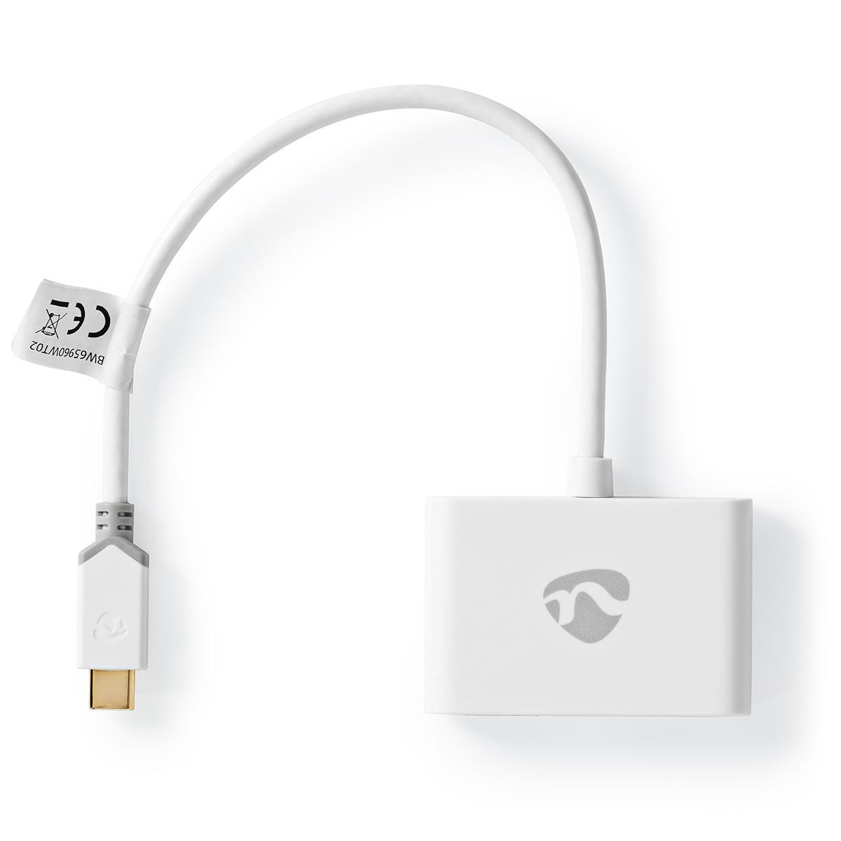 NEDIS USB Adaptér | USB 3.1 Gen1 | USB Typ-C ™ Zástrčka | 2x USB Typ A | 1000 Mbps | 0.20 m | Kulatý | Pozlacené | PVC | Bílá | Box s Okénkem