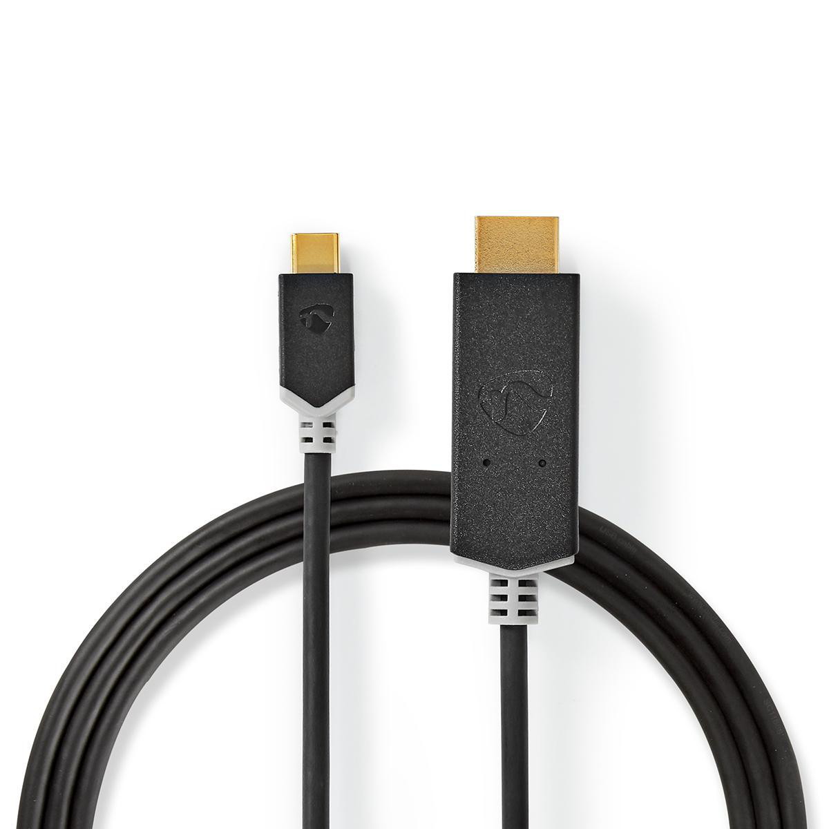 NEDIS USB Adaptér | USB 3.2 Gen 1 | USB Typ-C ™ Zástrčka | Konektor HDMI ™ | 1.00 m | Kulatý | Pozlacené | PVC | Antracitová | Box s Okénkem