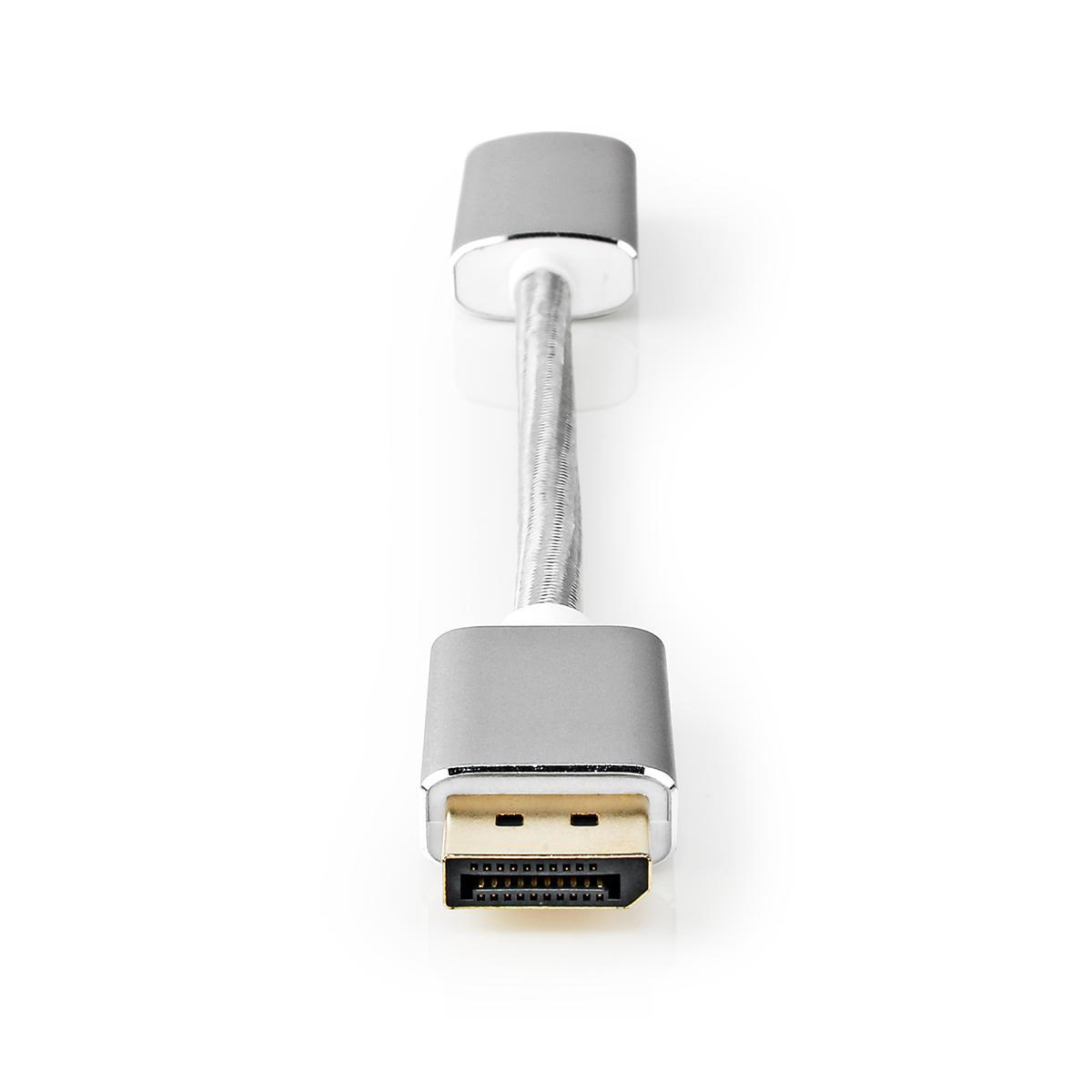 NEDIS Displayport kabel | DisplayPort Zástrčka | Výstup HDMI™ | 4K@60Hz | Pozlacené | 0.20 m | Kulatý | Opletený | Stříbrná | Box s Okénkem