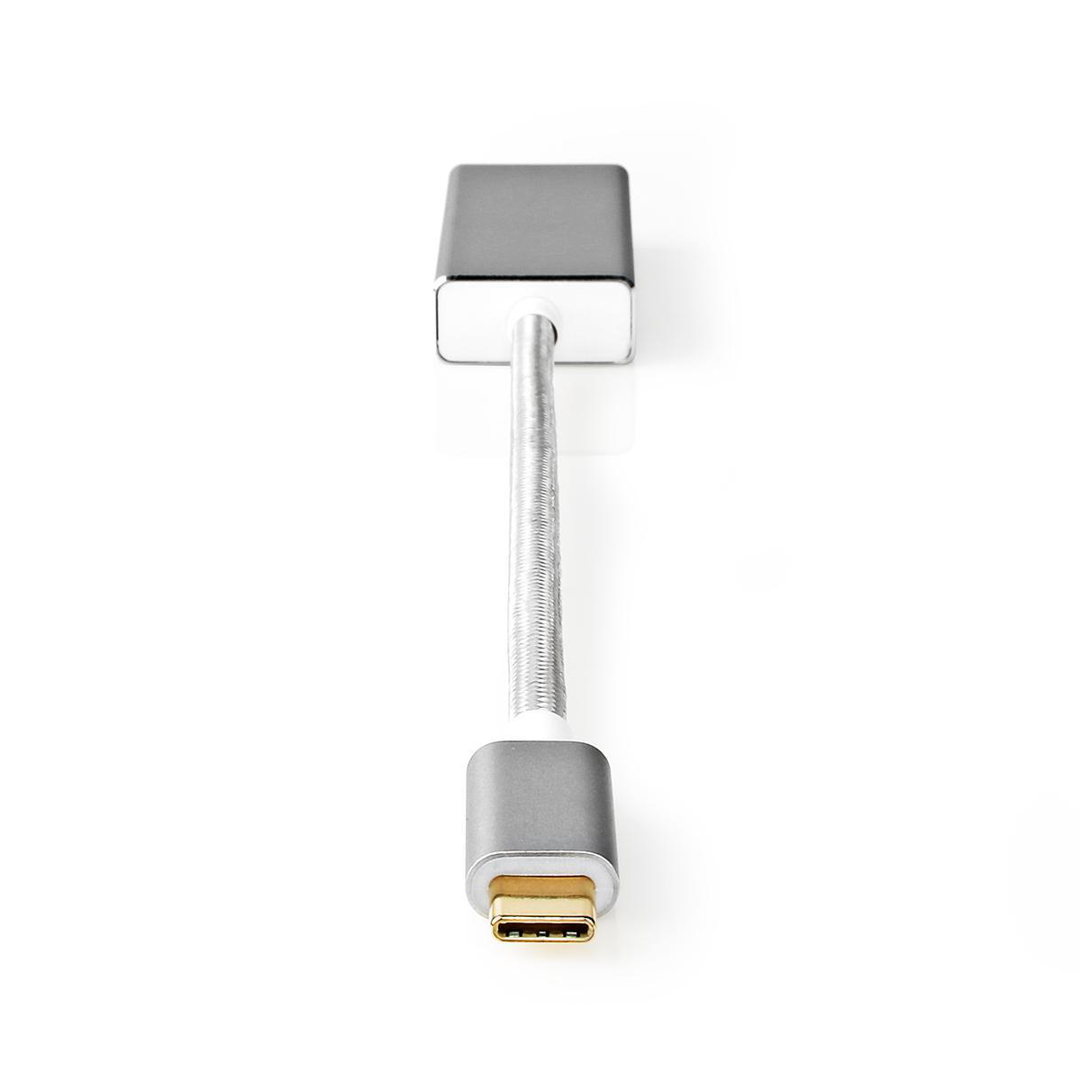 NEDIS USB Adaptér | USB 3.2 Gen 1 | USB-C™ Zástrčka | DisplayPort Zástrčka | 5 Gbps | 0.20 m | Kulatý | Pozlacené | Nylon / Opletený | Stříbrná | Box s Okénkem