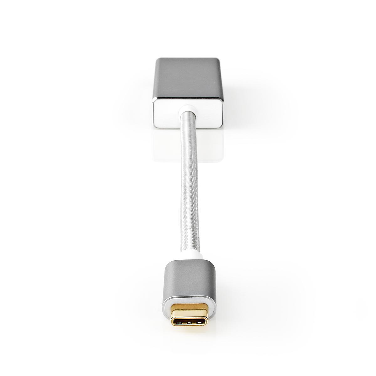 NEDIS USB Adaptér | USB 3.2 Gen 1 | USB-C™ Zástrčka | Mini DisplayPort | 5 Gbps | 0.20 m | Kulatý | Pozlacené | Nylon / Opletený | Stříbrná | Box s Okénkem