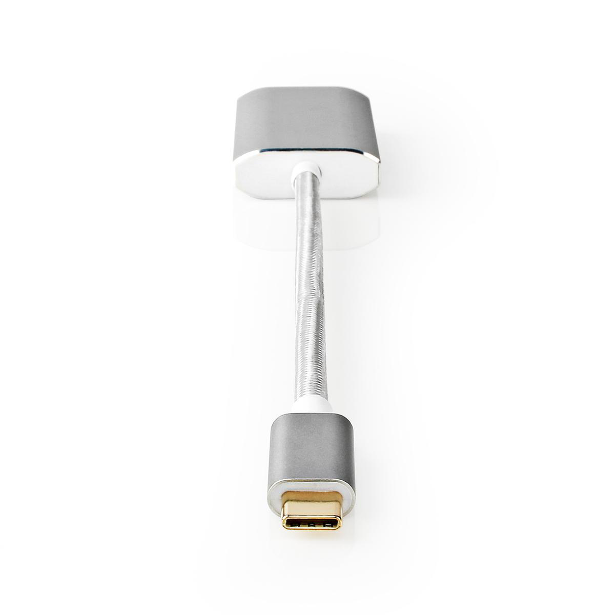 NEDIS USB Adaptér | USB 3.2 Gen 1 | USB-C™ Zástrčka | Mini DisplayPort | 0.20 m | Kulatý | Pozlacené | Nylon / Opletený | Stříbrná | Box s Okénkem