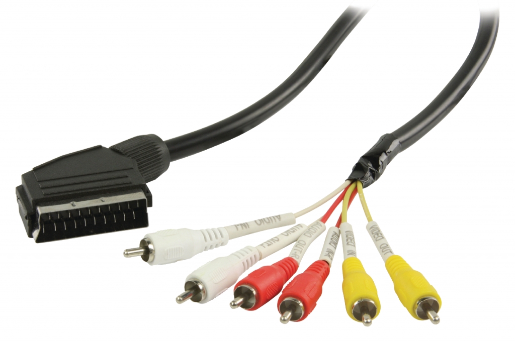 VALUELINE VLVP31160B20 Kabel SCART – RCA, zástrčka SCART – 6× zástrčka RCA, 2,00 m, černý