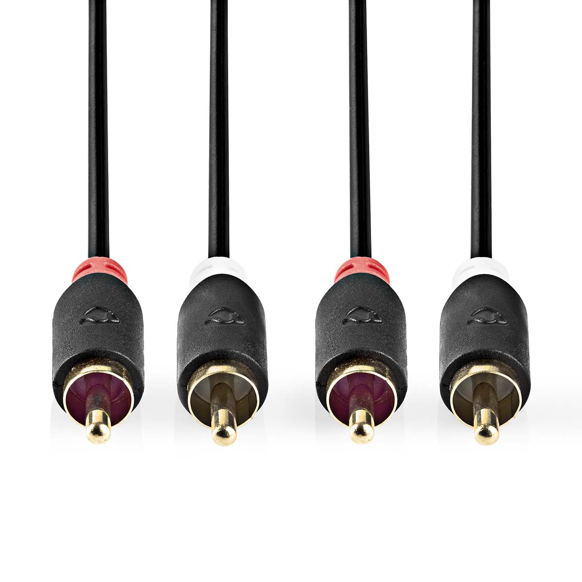 NEDIS Stereo Audio Kabel | 2x RCA Zástrčka | 2x RCA Zástrčka | Pozlacené | 0.5 m | Kulatý | Antracitová | Box