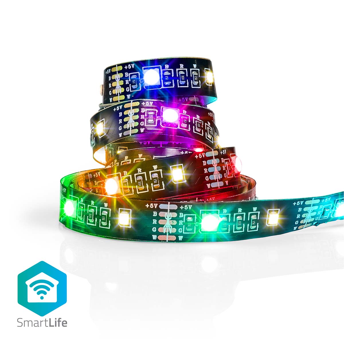 NEDIS SmartLife Full Color LED Strip | Bluetooth | RGB / Teplá Bílá | 2000 mm | IP20 | RGB + 2700 K | 380 lm | Android™ / IOS