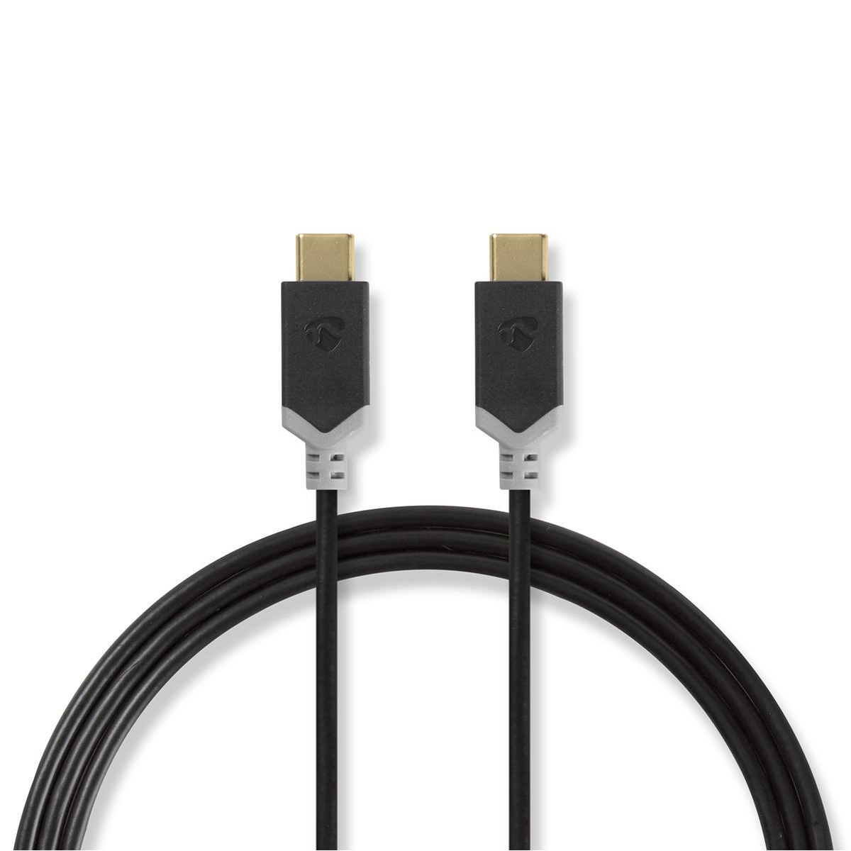 NEDIS USB kabel | USB 3.2 Gen 1 | USB Typ-C ™ Zástrčka | USB Typ-C ™ Zástrčka | 5 Gbps | Pozlacené | 2.00 m | Kulatý | PVC | Černá | Box s Okénkem