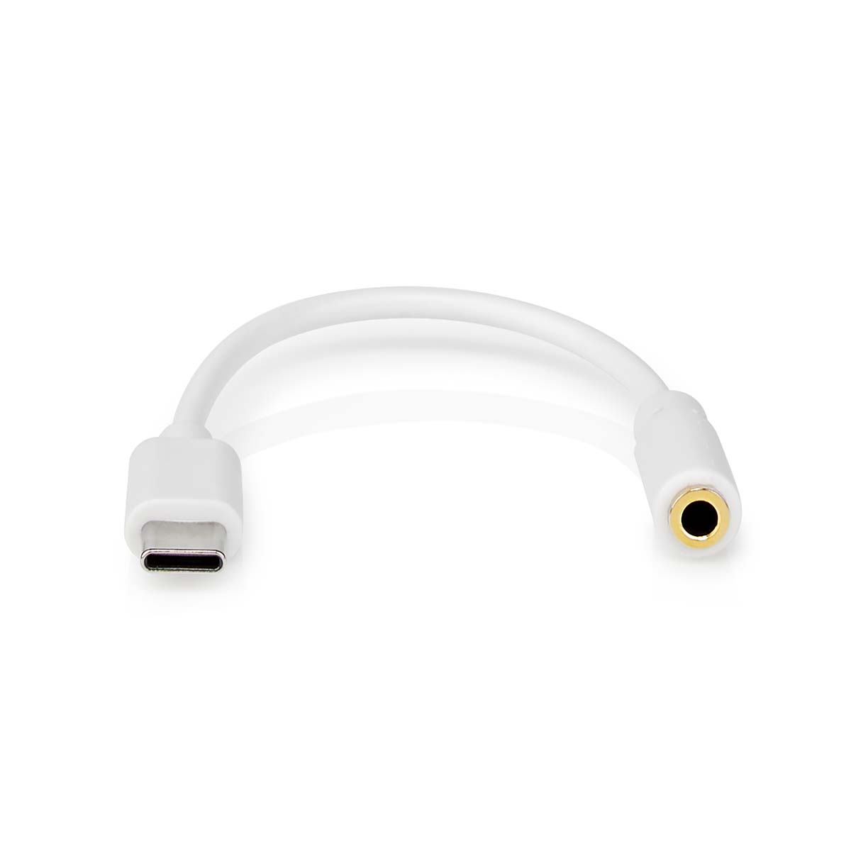 NEDIS USB Adaptér | USB 2.0 | USB-C™ Zástrčka | 3,5 mm Zásuvka | 0.1 m | Kulatý | Poniklované | PVC | Bílá | Box