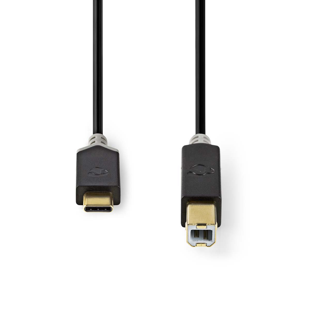 NEDIS USB kabel | USB 2.0 | USB-C™ Zástrčka | USB-B Zástrčka | 480 Mbps | Pozlacené | 2.00 m | Kulatý | PVC | Antracit | Box
