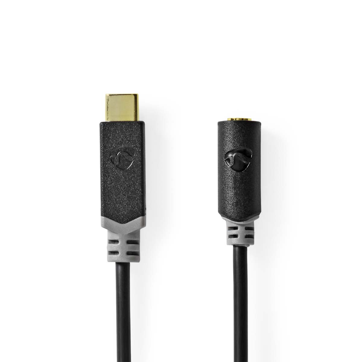 NEDIS USB-C™ Adaptér | USB 2.0 | USB-C™ Zástrčka | 3,5 mm Zásuvka | 1.00 m | Kulatý | Pozlacené | PVC | Černá | Box