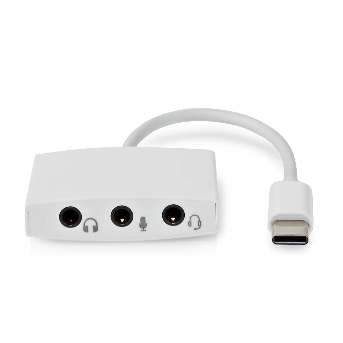 NEDIS USB-C™ Adaptér | USB 2.0 | USB-C™ Zástrčka | 3,5 mm Zásuvka | 0.10 m | Kulatý | Poniklované | ABS / PVC | Bílá | Box