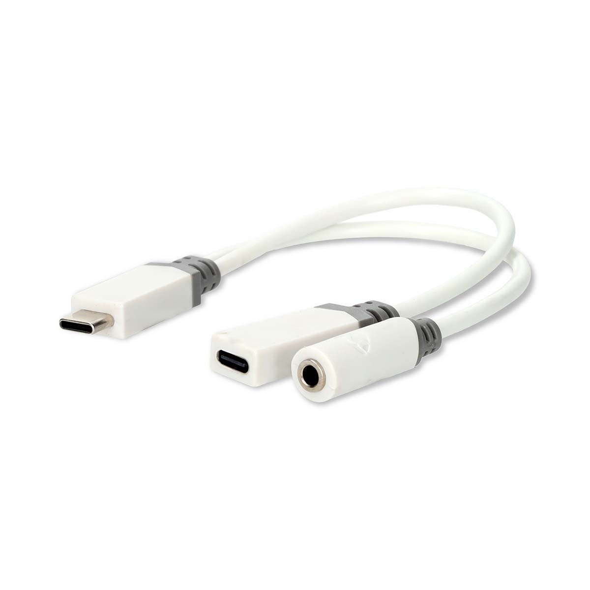 NEDIS USB-C™ Adaptér | USB 2.0 | USB-C™ Zástrčka | USB-C™ Zásuvka / 3,5 mm Zásuvka | 0.10 m | Kulatý | Pozlacené | PVC | Bílá | Box