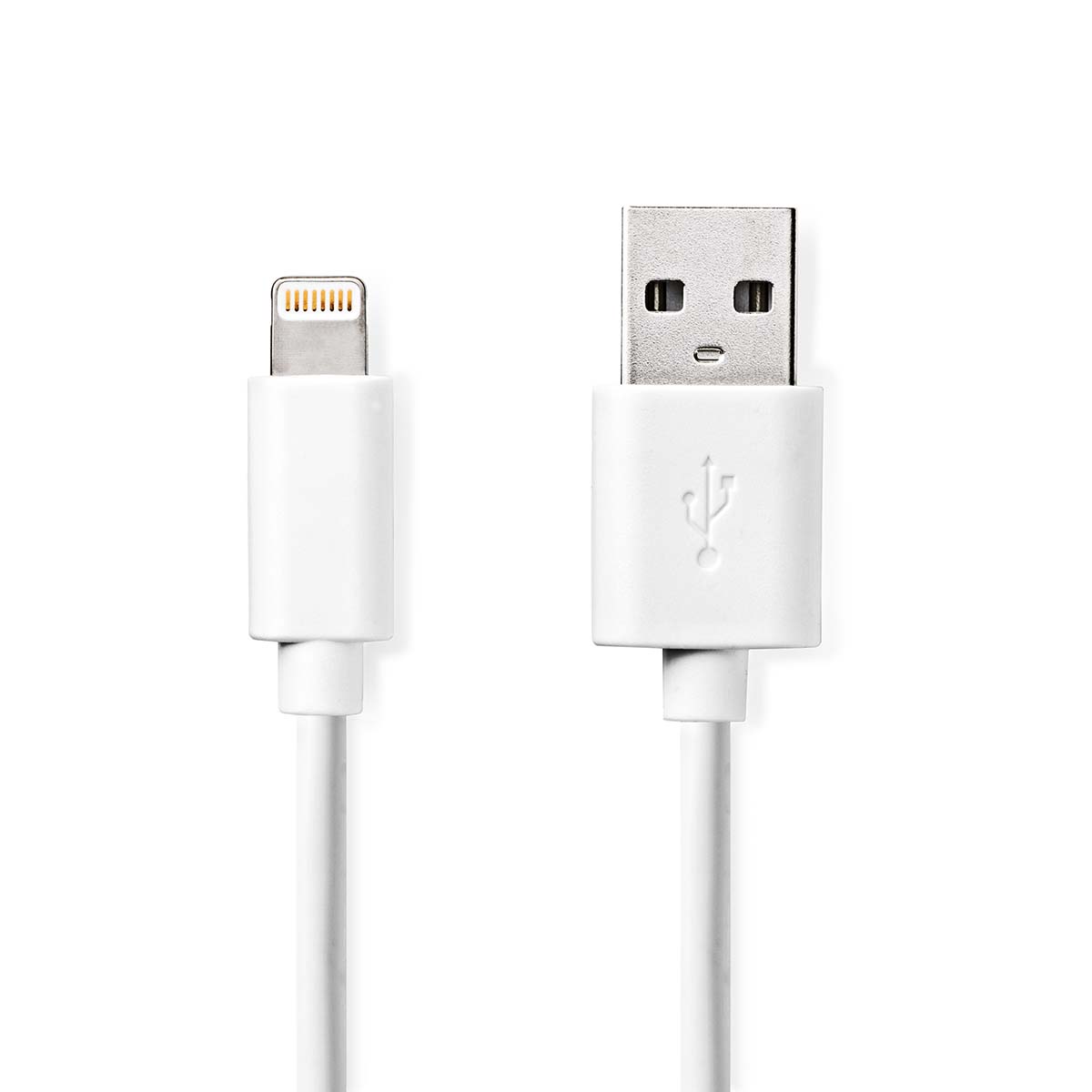 NEDIS Lightning Kabel | USB 2.0 | Apple Lightning 8pinový | USB-A Zástrčka | 480 Mbps | Poniklované | 1.00 m | Kulatý | PVC | Bílá | Label