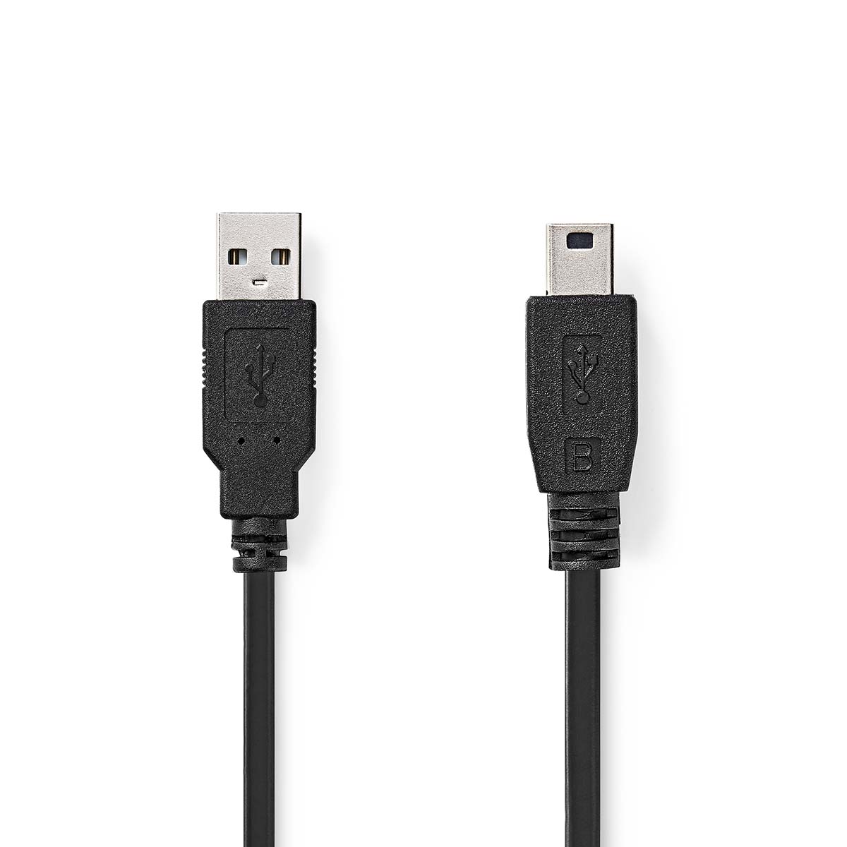 NEDIS USB kabel | USB 2.0 | USB-A Zástrčka | USB Mini-B 5 pinů Zástrčka | 480 Mbps | Poniklované | 1.00 m | Kulatý | PVC | Černá | Label