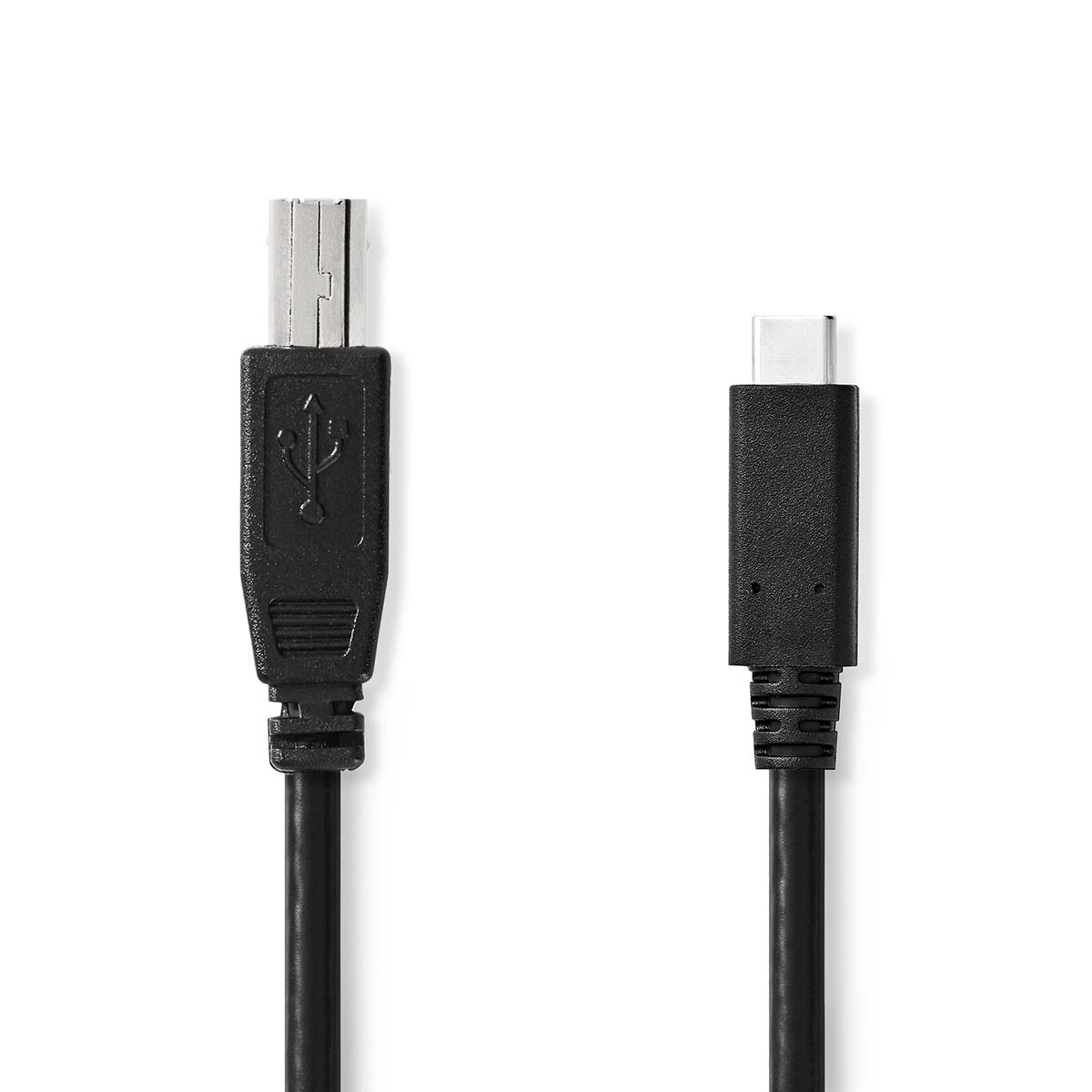 NEDIS USB kabel | USB 2.0 | USB-C™ Zástrčka | USB-B Zástrčka | 480 Mbps | Poniklované | 1.00 m | Kulatý | PVC | Černá | Label