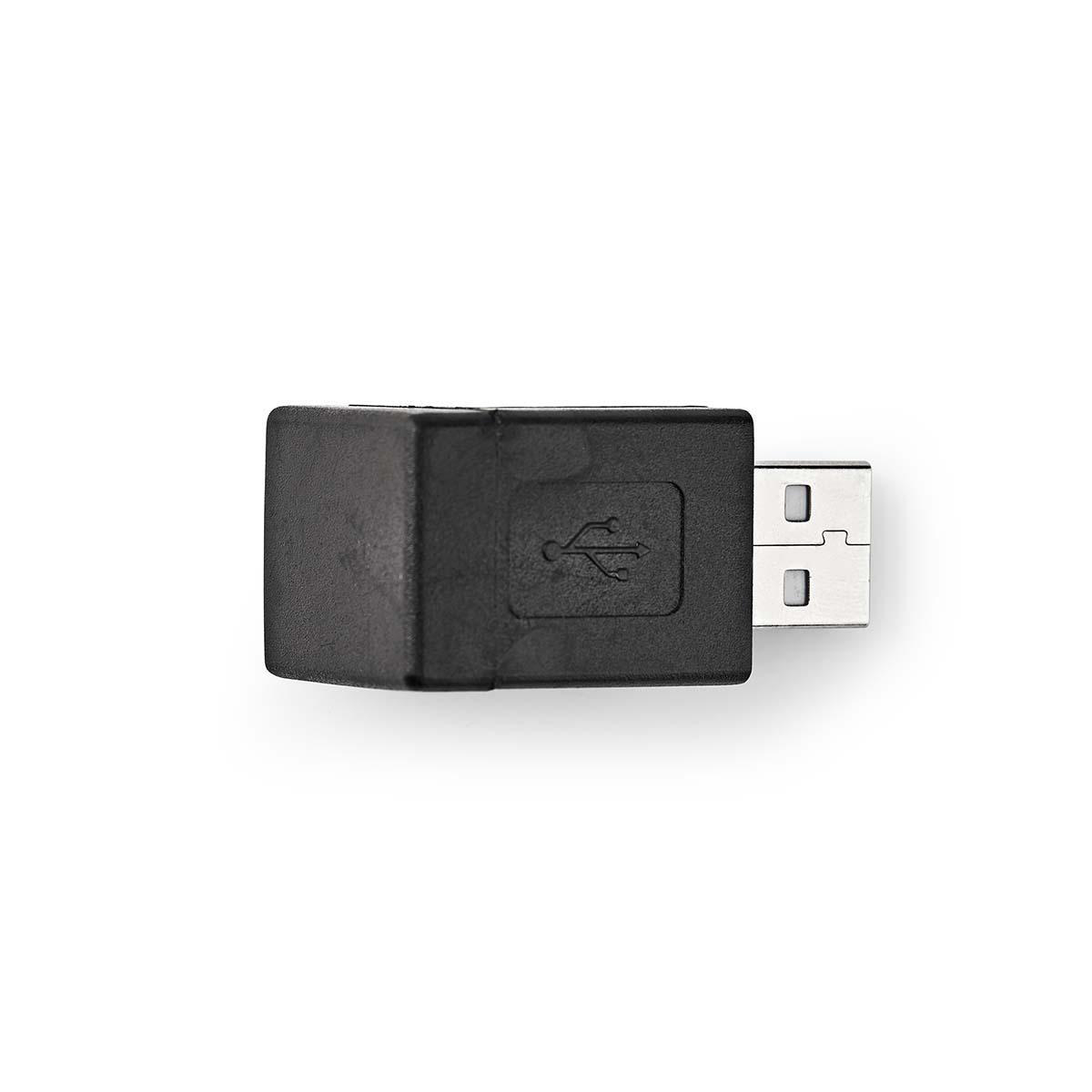 NEDIS USB-A Adaptér | USB 2.0 | USB-A Zástrčka | USB-A Zásuvka | 480 Mbps | Kulatý | Poniklované | PVC | Černá | Box