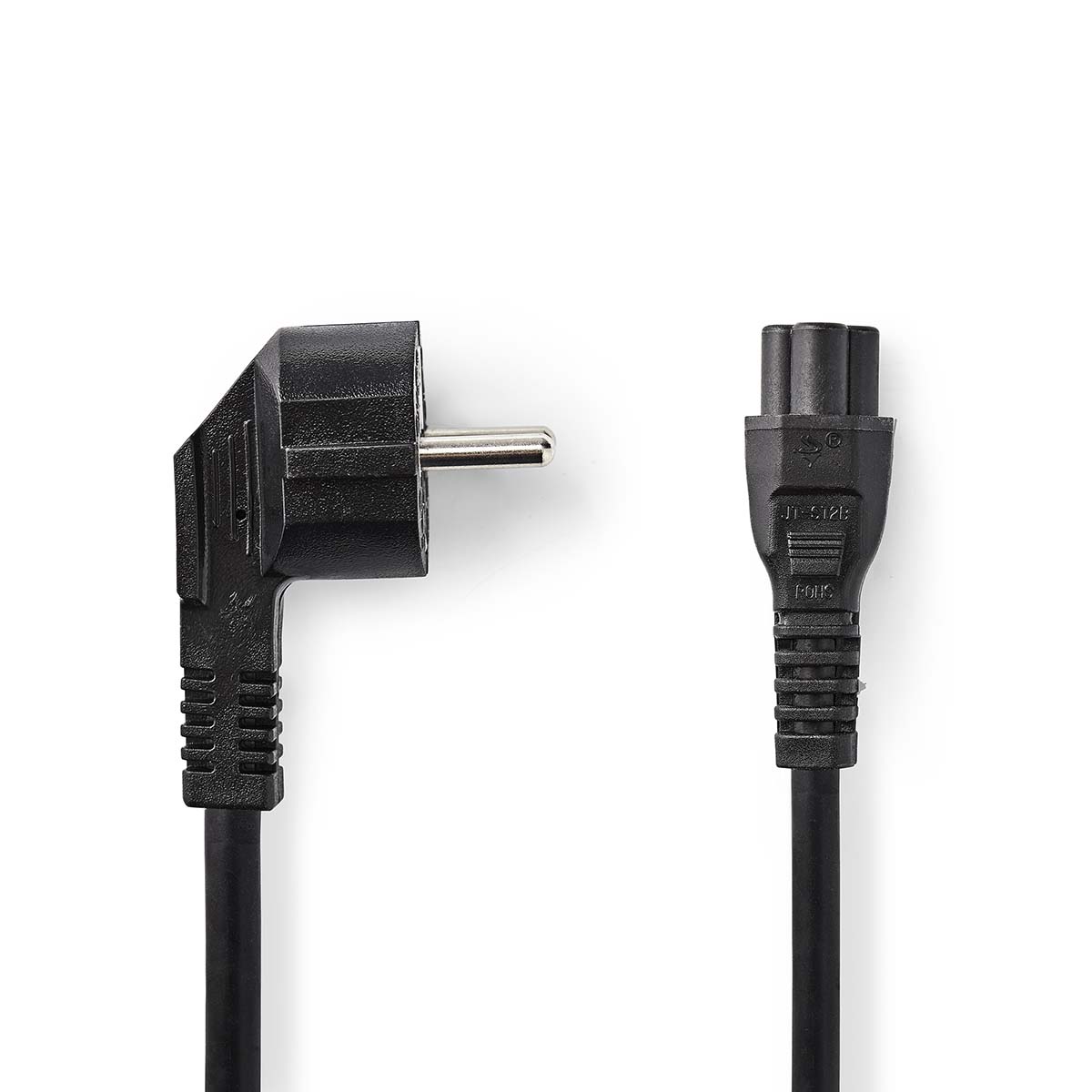 NEDIS Napájecí kabel | Typ F Zástrčka | IEC-320-C5 | Úhlový | Přímý | Poniklované | 2.00 m | Kulatý | PVC | Černá | Label