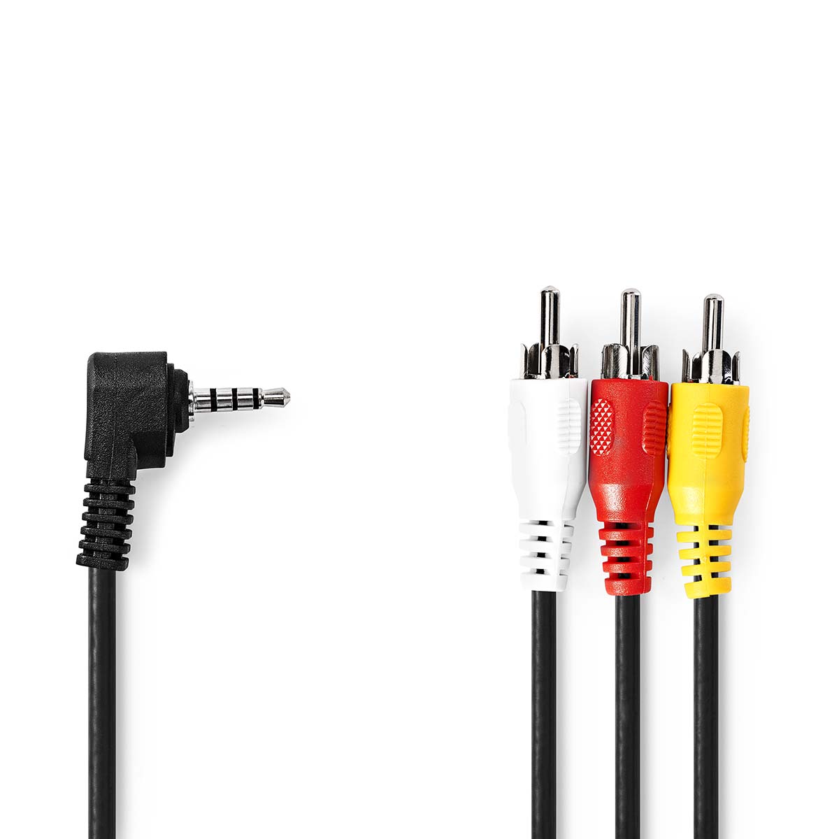 NEDIS Audio Video Kabel | 3,5 mm Zástrčka | 3x RCA Zástrčka | Poniklované | 1.00 m | Kulatý | PVC | Černá