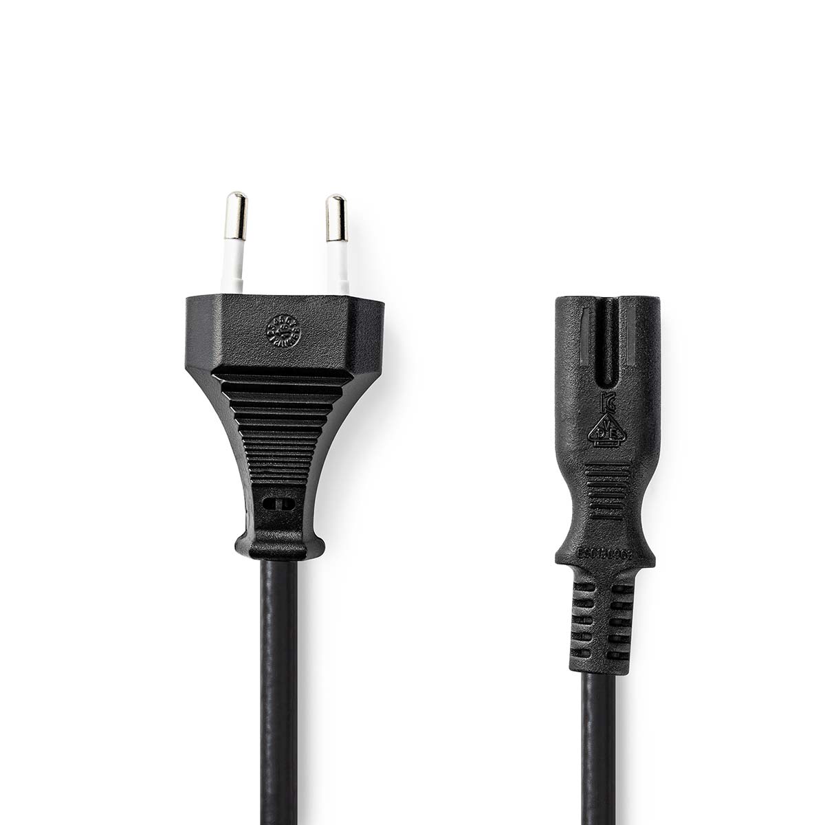 NEDIS Napájecí kabel | Euro Male | IEC-320-C7 | Přímý | Přímý | Poniklované | 0.50 m | Plochý | PVC | Černá | Label