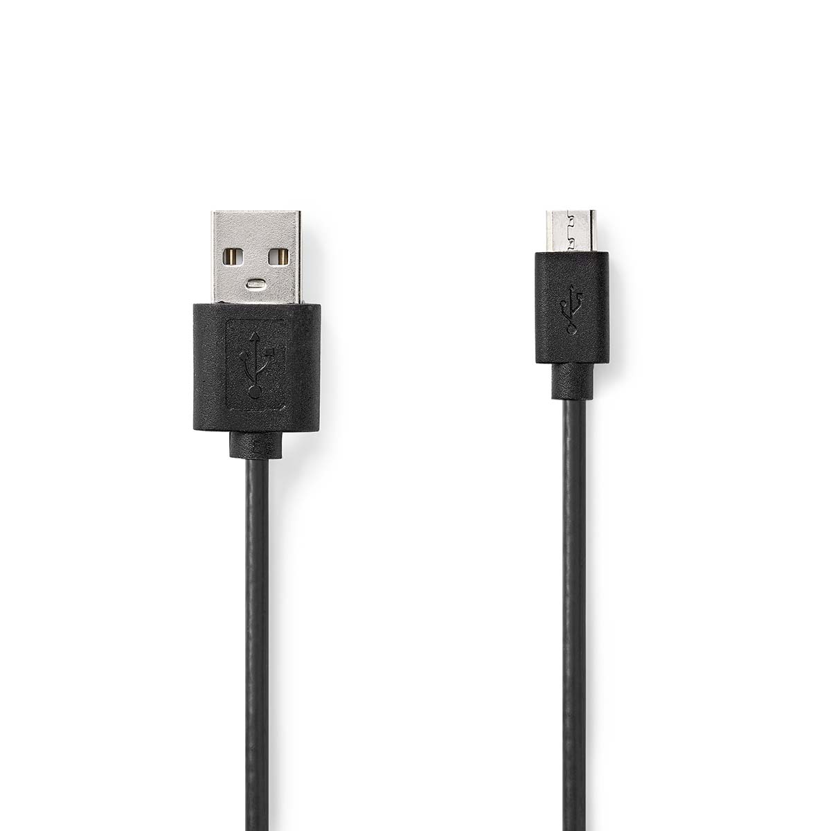 NEDIS USB kabel | USB 2.0 | USB-A Zástrčka | USB Micro-B Zástrčka | 7.5 W | 480 Mbps | Poniklované | 1.00 m | Kulatý | PVC | Černá | Label
