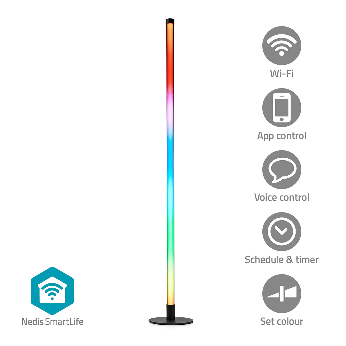 NEDIS Světlo SmartLife Mood Light | Wi-Fi | Tube | 180 lm | RGBIC / Teplé až chladné bílé | 2700 - 6500 K | 10 W | Kov / Silikon | 1 kusů