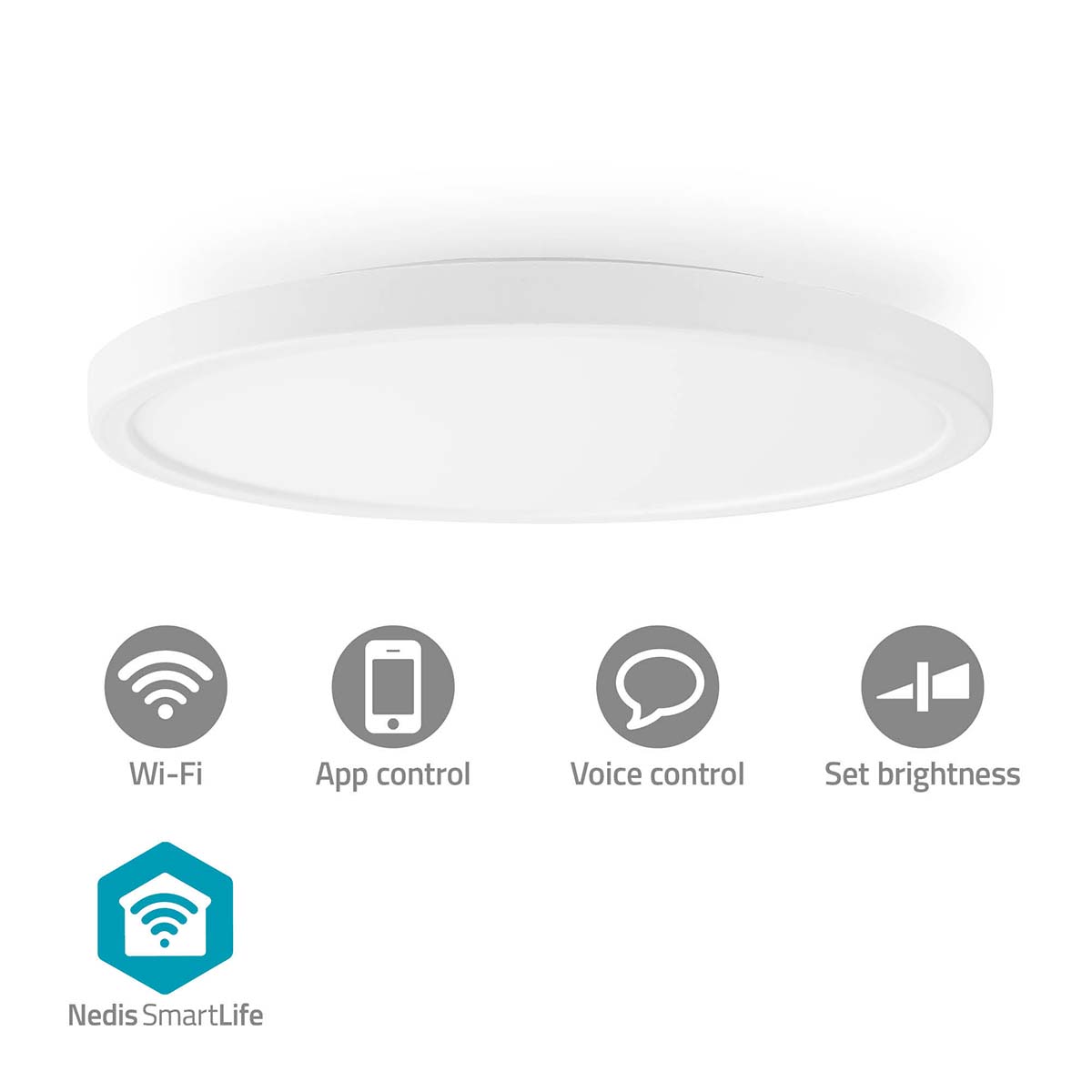 NEDIS SmartLife Stropní světlo | Wi-Fi | RGB / Teplé až chladné bílé | Kulatý | Průměr: 290 mm | 1800 lm | 2700 - 6500 K | IP20 | Energetická třída: F | Android™ / IOS