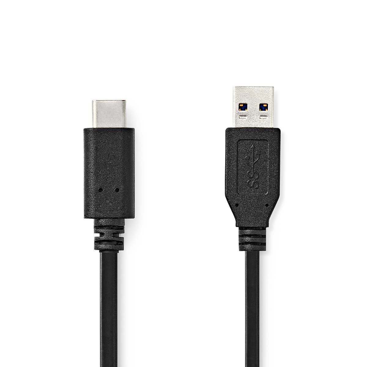 NEDIS USB kabel | USB 3.2 Gen 2 | USB-A Zástrčka | USB-C™ Zástrčka | 60 W | 10 Gbps | Poniklované | 1.00 m | Kulatý | PVC | Černá | Label