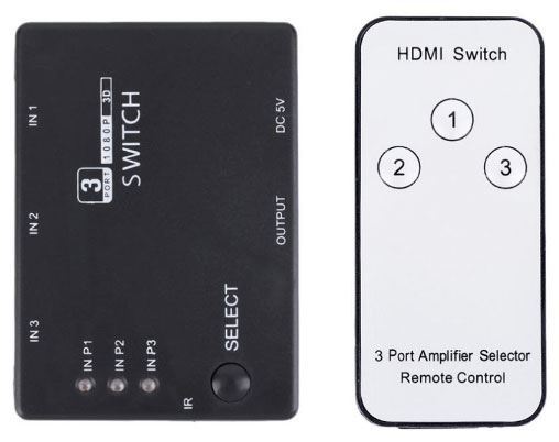 HDMI přepínač 3x HDMI s ovladačem 1080P PS3 /HDMI switch/