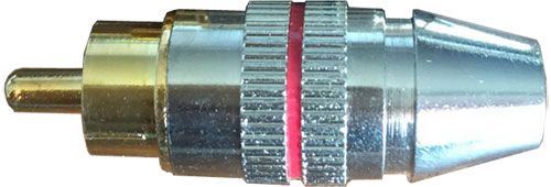 CINCH konektor kov.nikl.pro kabel 5mm,červený proužek