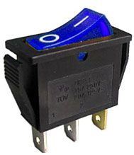 Vypínač kolébkový OFF-ON 1pol.250V/15A modrý, prosvětlení 230V