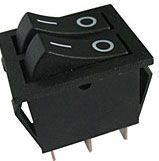Přepínač kolébkový RS-2102-3C, 2xON-ON 1pol.250V/15A černý