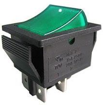 Tlačítko kolébkové RS-211-2C, OFF-(ON) 2pol.250V/15A zelené