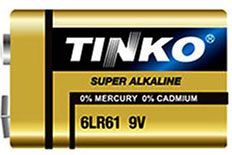 Baterie TINKO 9V 6LR61 alkalická, baleno v blistru