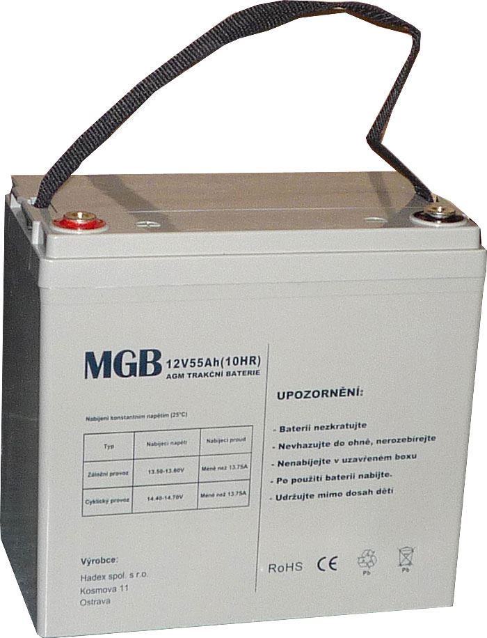 Pb akumulátor MGB VRLA AGM 12V/55Ah polotrakční