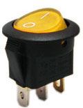 Vypínač kolébkový MIRS101-8, ON-OFF 1p.250V/6A žlutý, prosvětlený