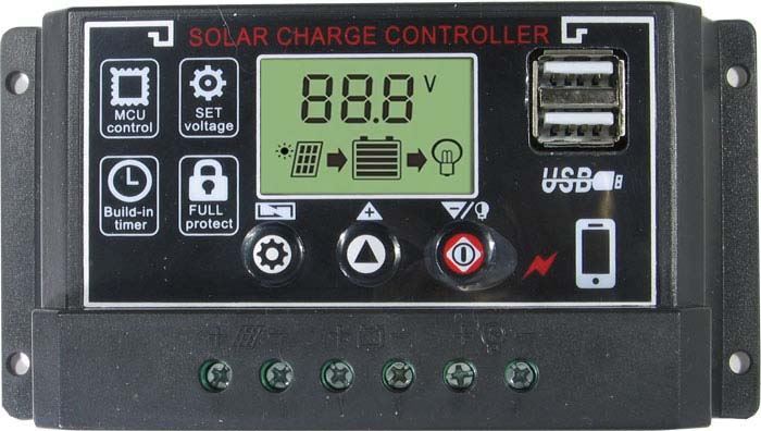 Solární regulátor PWM BL915C 12-24V/30A+USB pro různé baterie