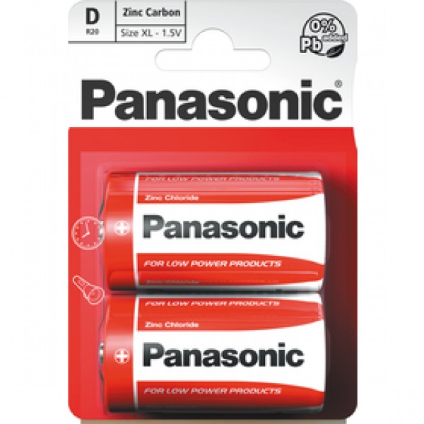 PANASONIC Baterie R20 RED Zinc 1,5V blistr 2ks