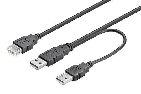 GOOBAY Kabel High Speed, USB 2.0 USB A zásuvka, USB A vidlice x2 0,3m 93353