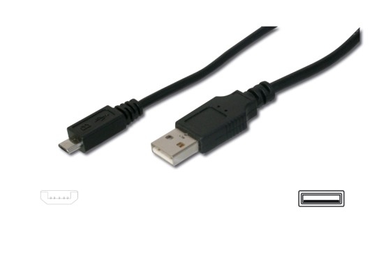 DIGITUS ASSMANN Kabel USB 2.0 USB A vidlice - USB B micro vidlice niklovaný AK-300110-018-S