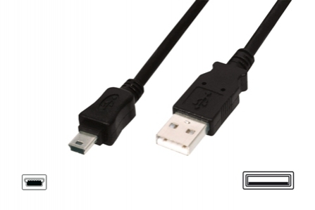 ASSMANN Kabel USB 2.0 USB A vidlice - USB B mini vidlice niklovaný 1,8m AK-300108-018-S