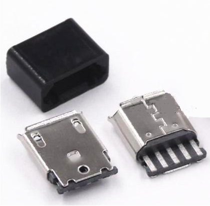 Micro USB konektor samice rozebíratelný pájecí na kabel přímý černý
