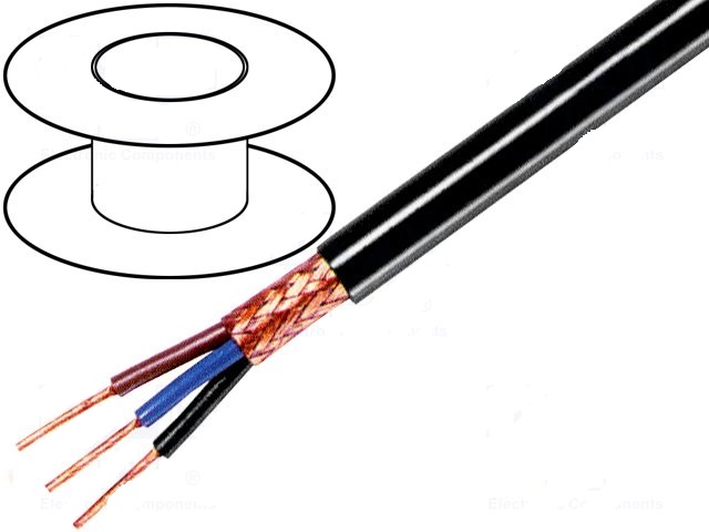 TASKER Kabel 3x0,5mm2 PVC FirestoP® černá 49V 100m