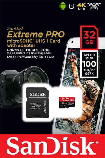 SANDISK Paměťová karta Android,Extreme Pro,Specifikace A1 32GB