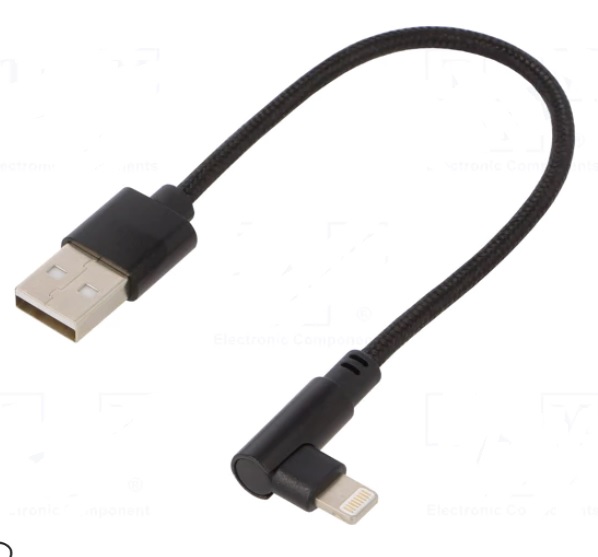 GEMBIRD Kabel USB 2.0 Apple Lightning úhlová zástrčka 0,2m černá