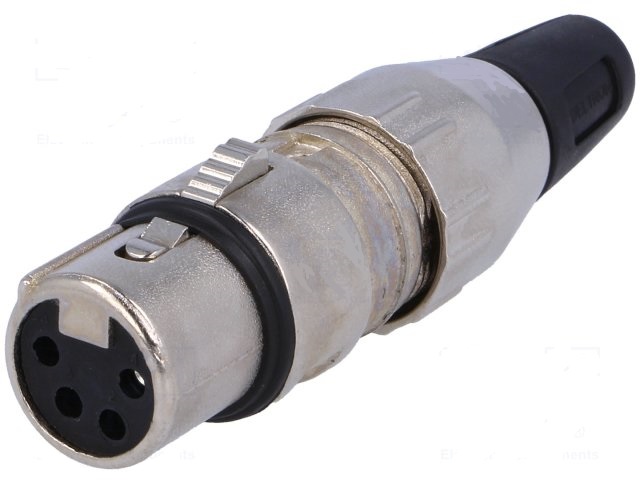 DELTRON Zástrčka XLR zásuvka 4 PIN přímý na kabel pájení 2,8-8mm