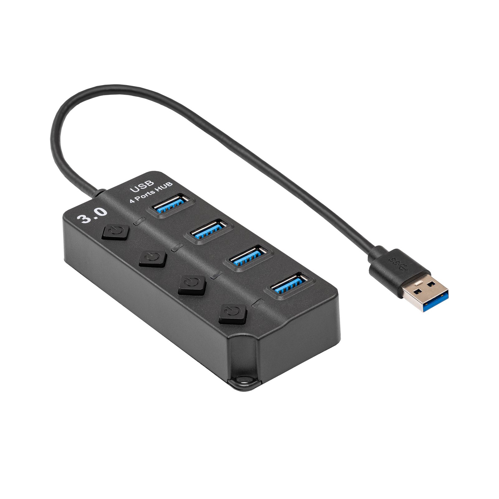 AKYGA Hub USB USB 3.0 s vypínačem černá Počet portů: 4 0,3m